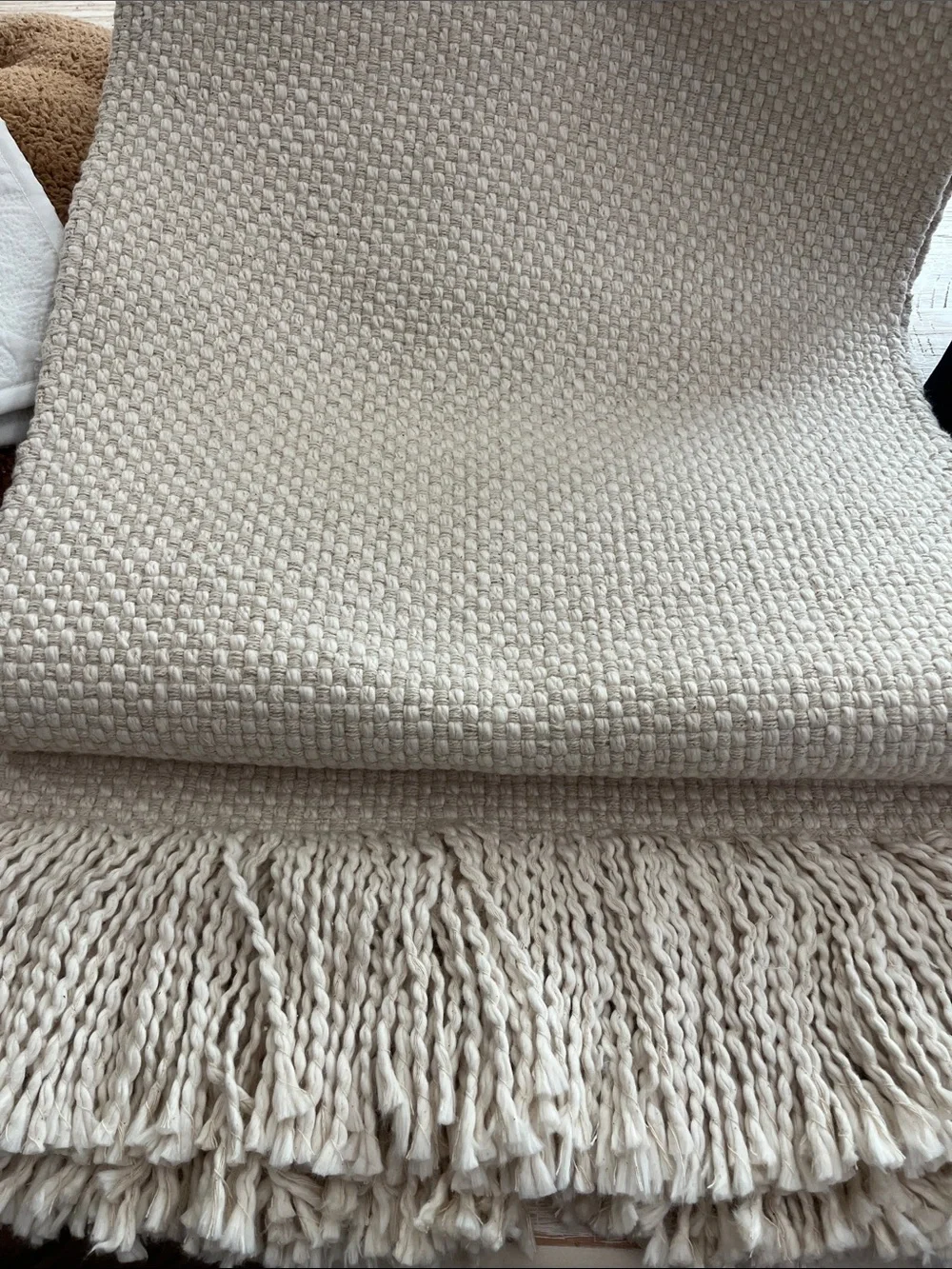Pottery Barn Cream Woven Cotton runner 18X108 inches
